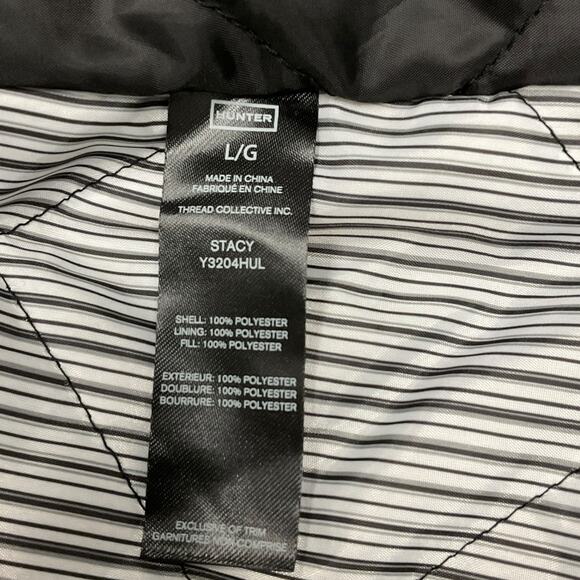 Hunter Stacy Black Water Resistant Trench Coat Womens Large Belted Rain Jacket - Picture 10 of 12